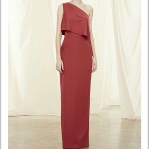 Amsale Liana Bridesmaid Dress Gown, One Shoulder, Liana, Size 6, Cayenne